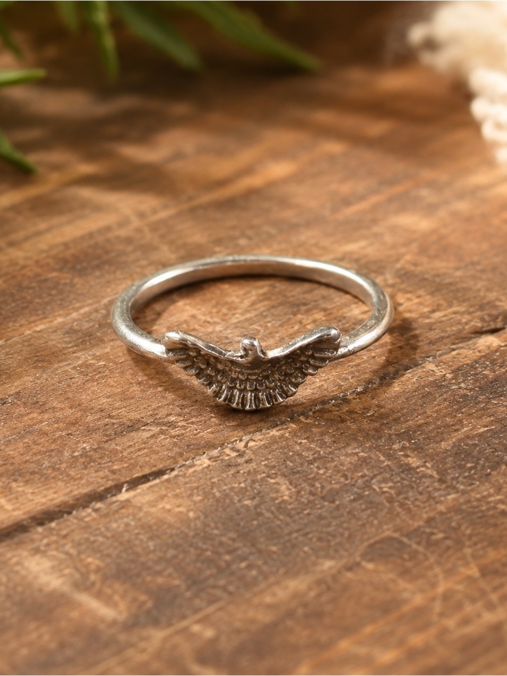 Minimalist Flying Bird Silver Tone Ring